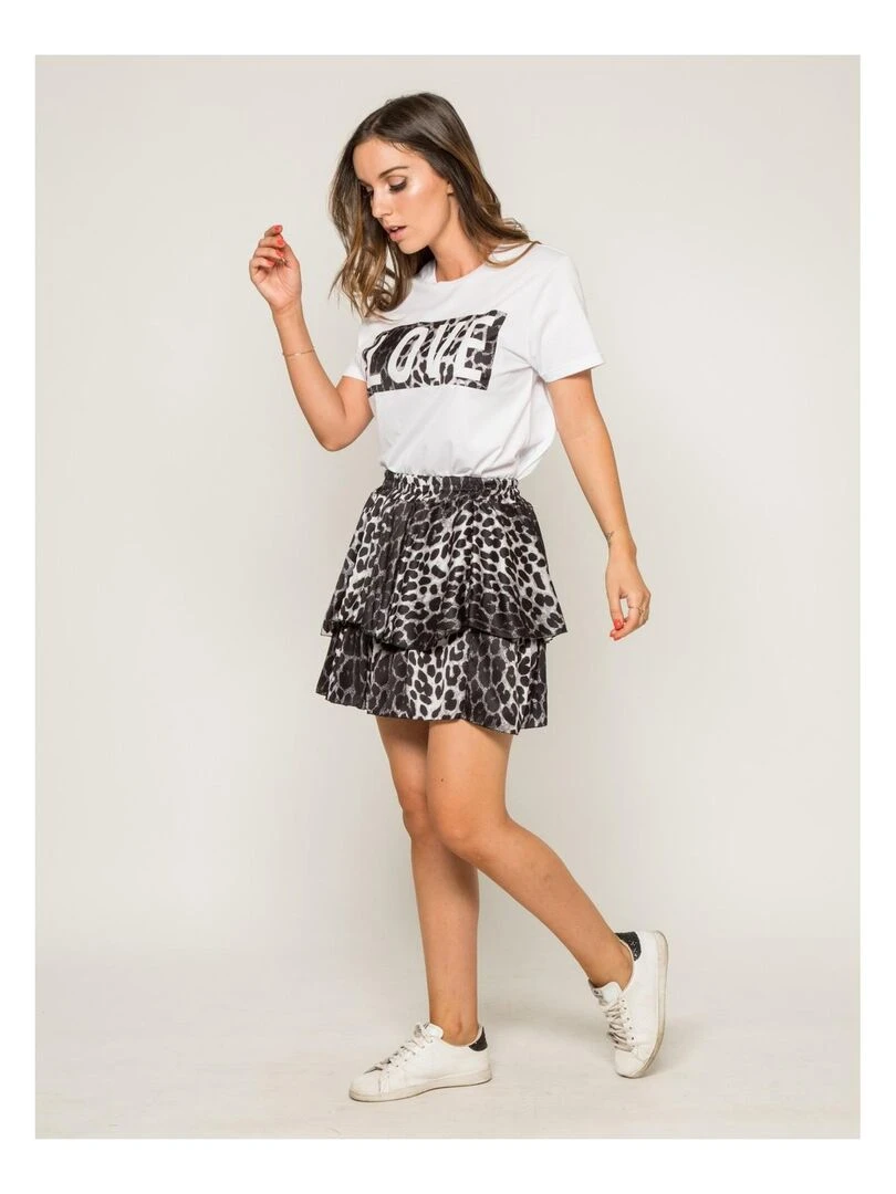 T shirt col rond message FOVE Gris
