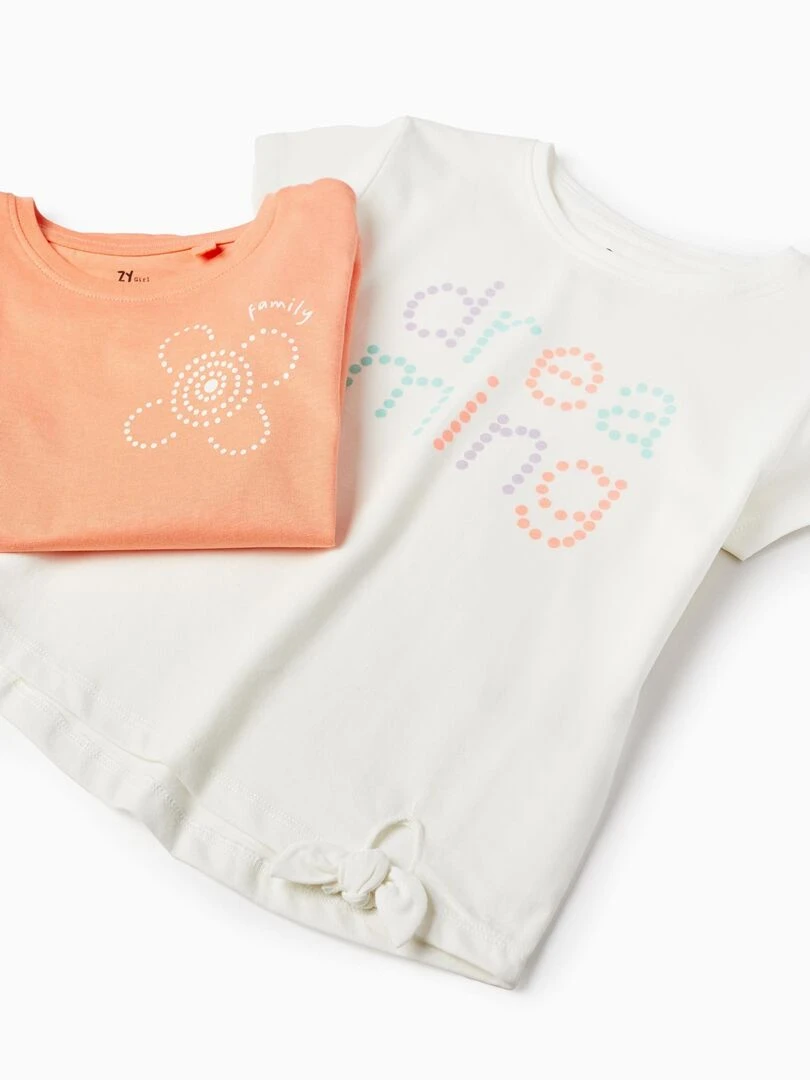 2 T shirts en Coton pour Fille 'Dreaming' manches courtes EXPLORING AUSTRALIA   Blanc