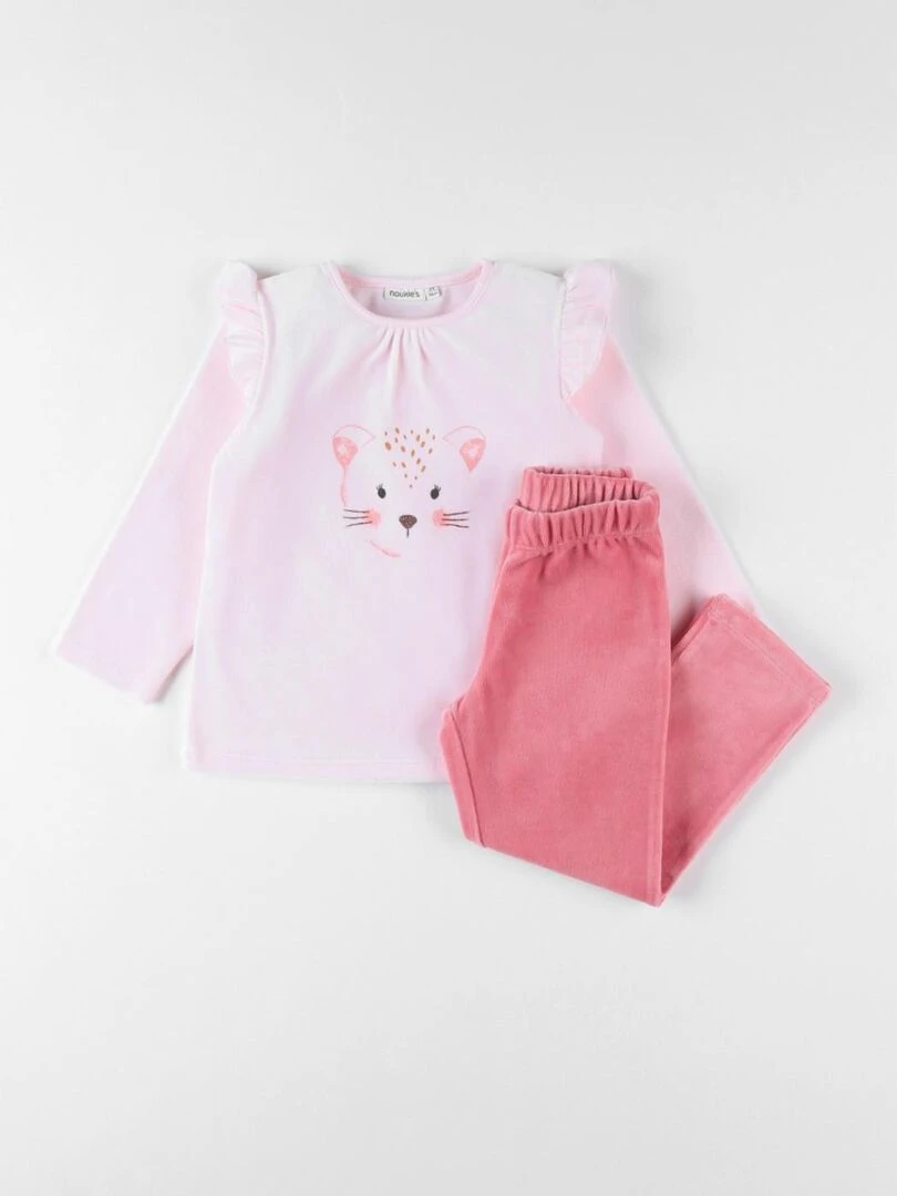 Pyjama 2 pièces en velours  framboise/rose clair   Noukie's   Rose