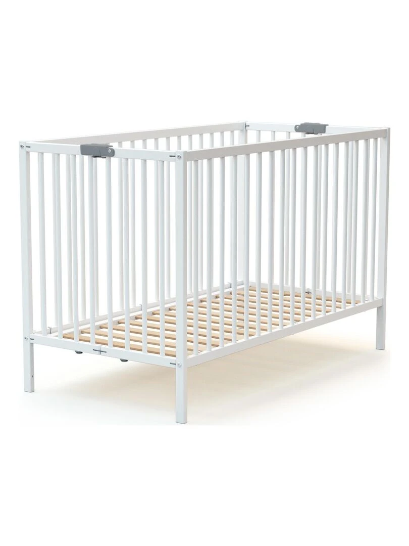 WEBABY Lit bébé pliant en bois   Blanc