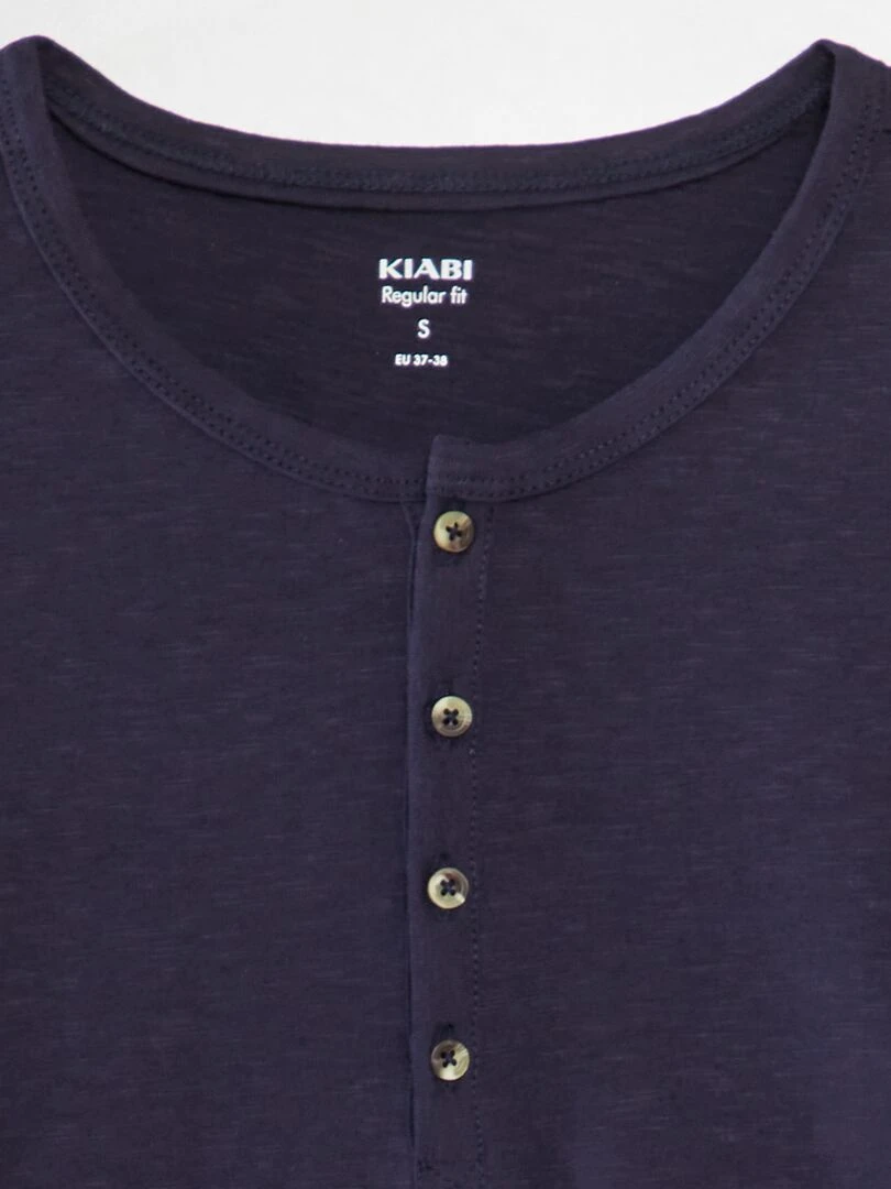 T shirt en jersey à col mao   Bleu marine