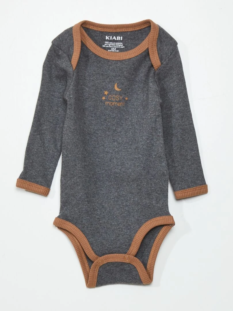 Bodies pur coton Blanc/gris