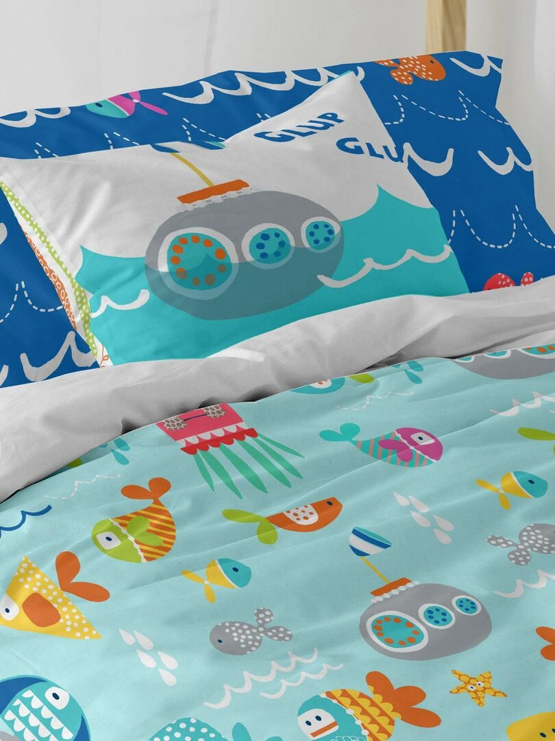 Housse de coussin Sea life "Happyfriday" Blanc