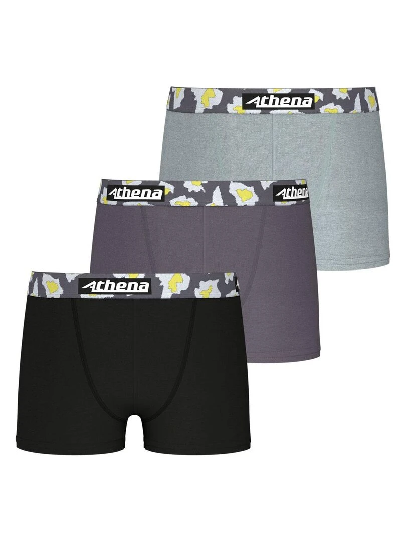 Lot de 3 boxers garçon Color Noir Gris anthracite