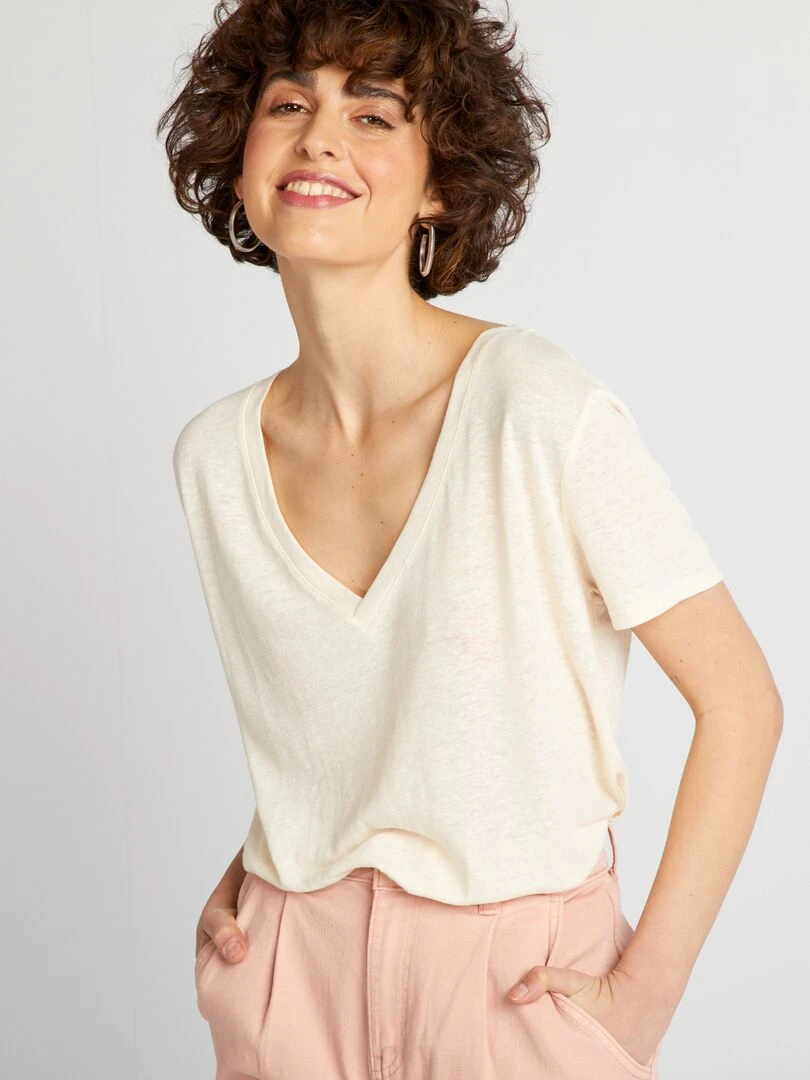 T shirt basique manches courtes Blanc