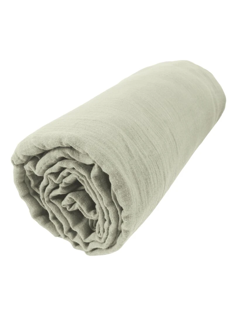 Drap Housse Double Gaze Coton Gaia Vert clair