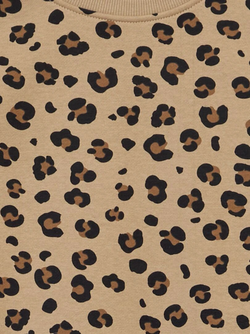 Sweat en molleton imprimé fantaisie Beige léopard