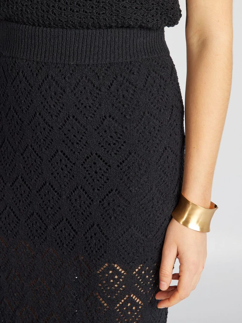 Jupe midi en tricot   noir