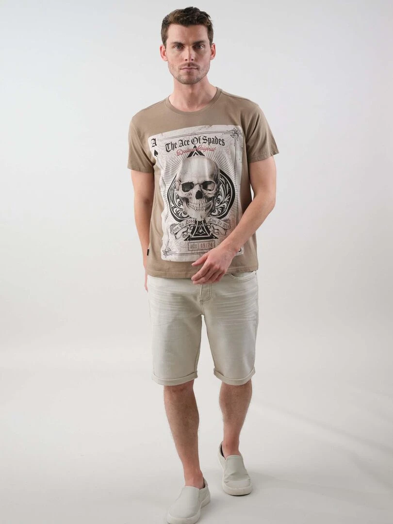 T shirt en coton pour homme 'Deeluxe' Gris taupe