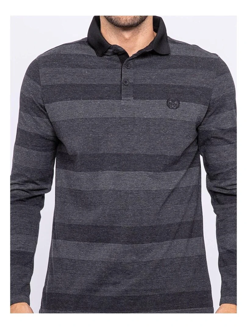 Polo manches longues pur coton PAPHOS   Gris foncé