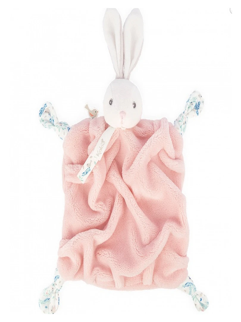 Doudou attache sucette doudou plat Plume lapinou rose poudrée (20 cm) Rose