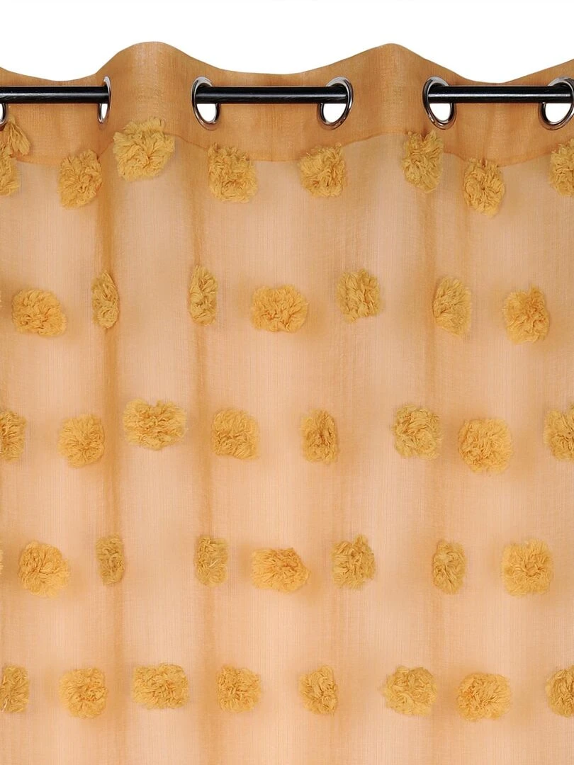 Voilage fantaisie à pompons Jaune moutarde