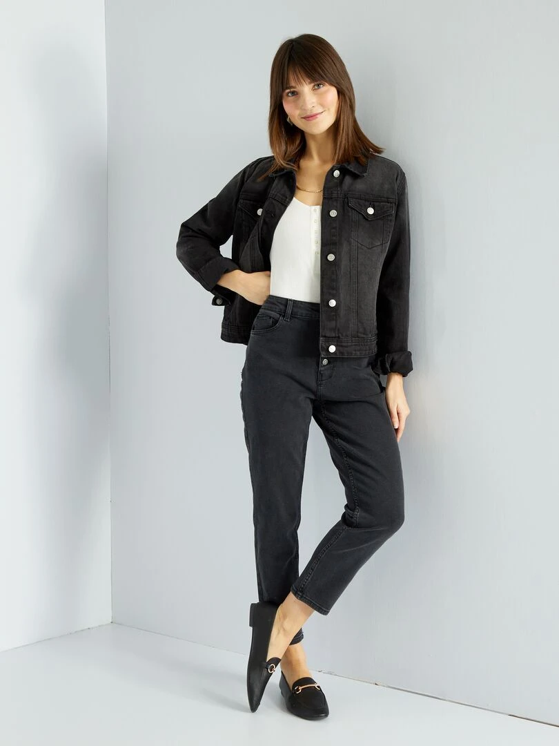 Jean mom à taille très haute L34 Noir