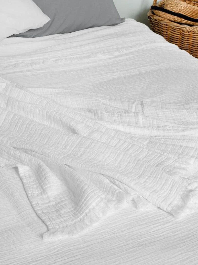 Dessus de lit gaze de coton   Blanc