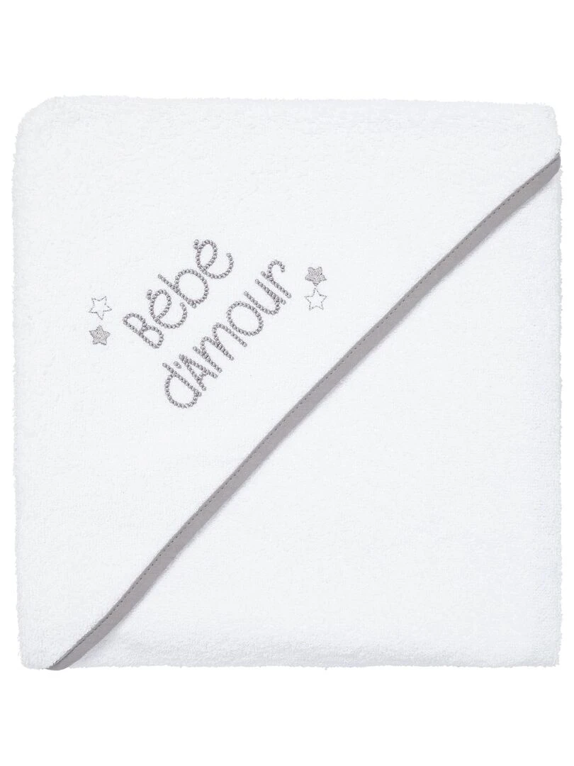 Maxi cape de bain 100x100 cm Bébé d'amour Blanc