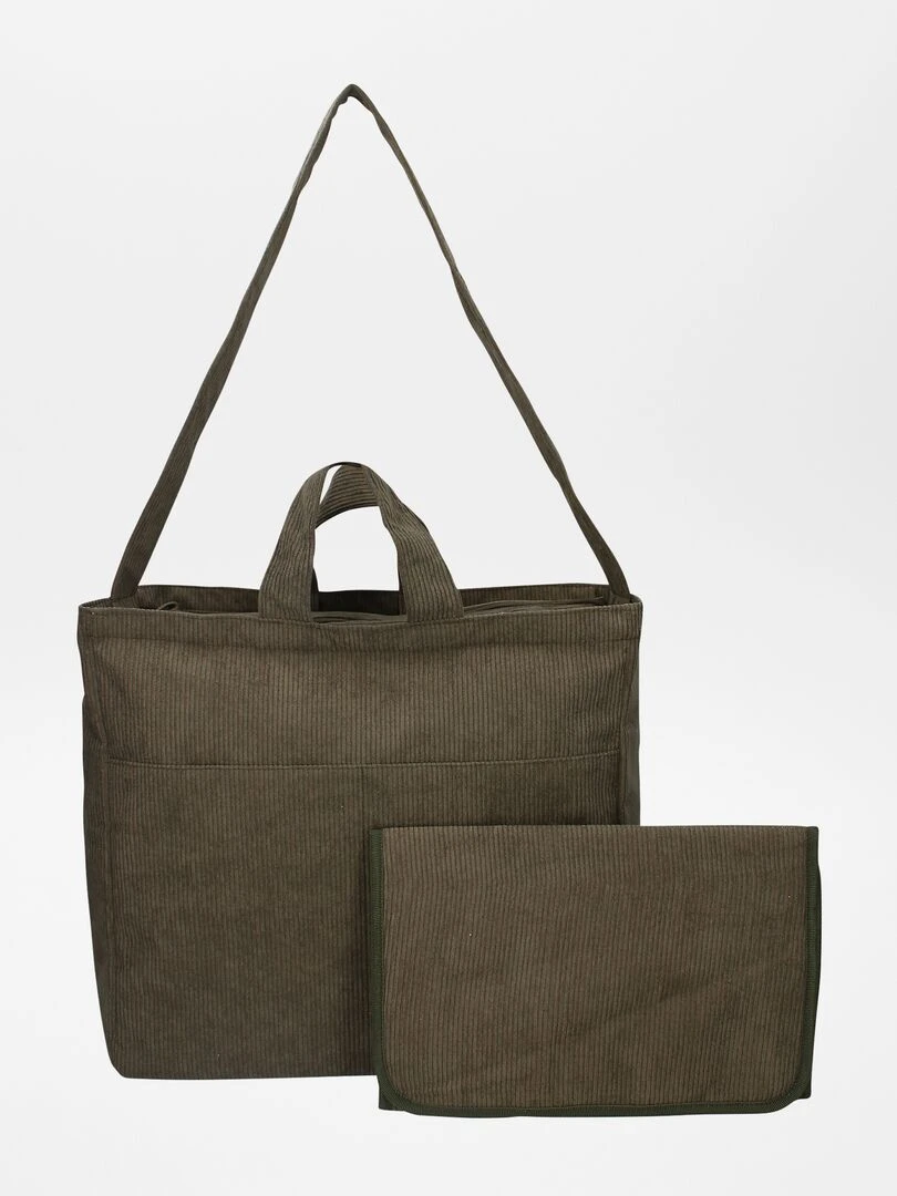Sac à langer côtelé + sac à langer nomade Kaki