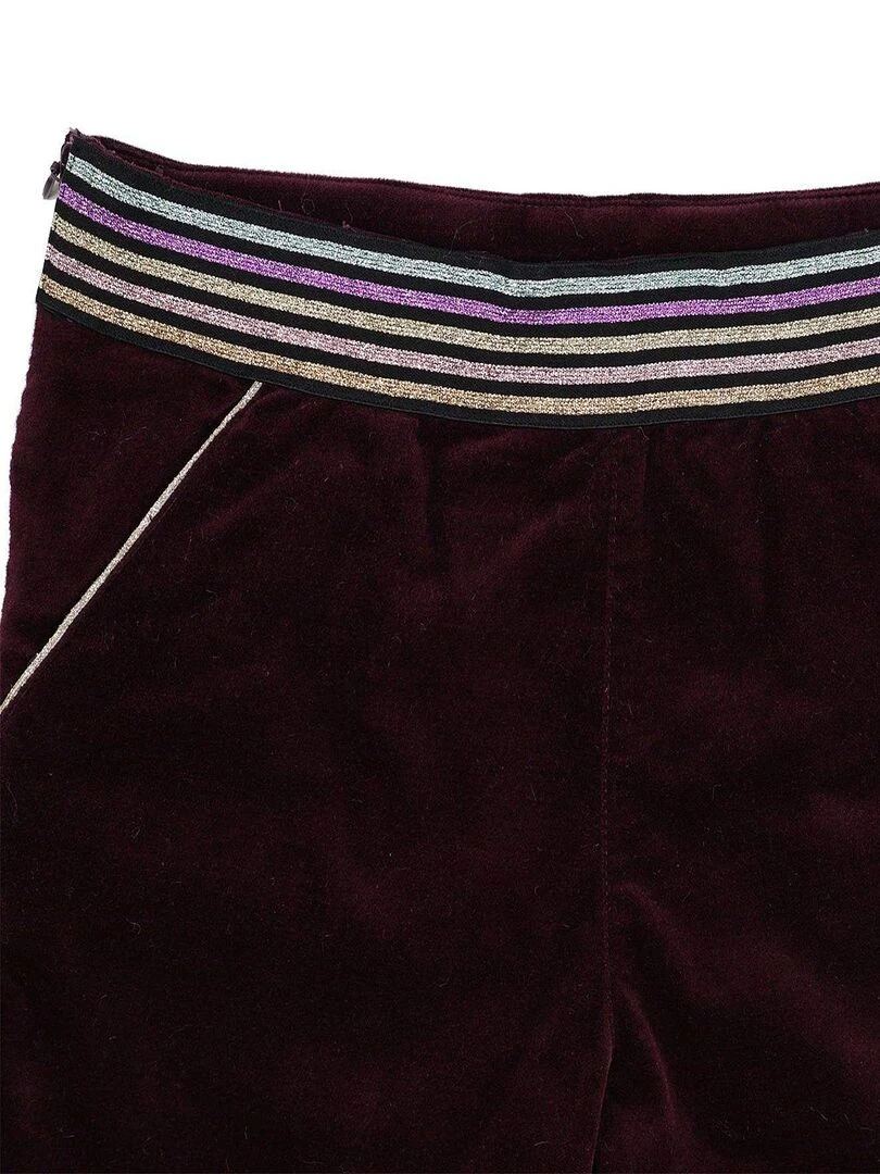 Short Hiver Fille  Velours Prune  Ceinture à Paillettes  POUPETTE   'LA FAUTE A VOLTAIRE'   Bordeaux