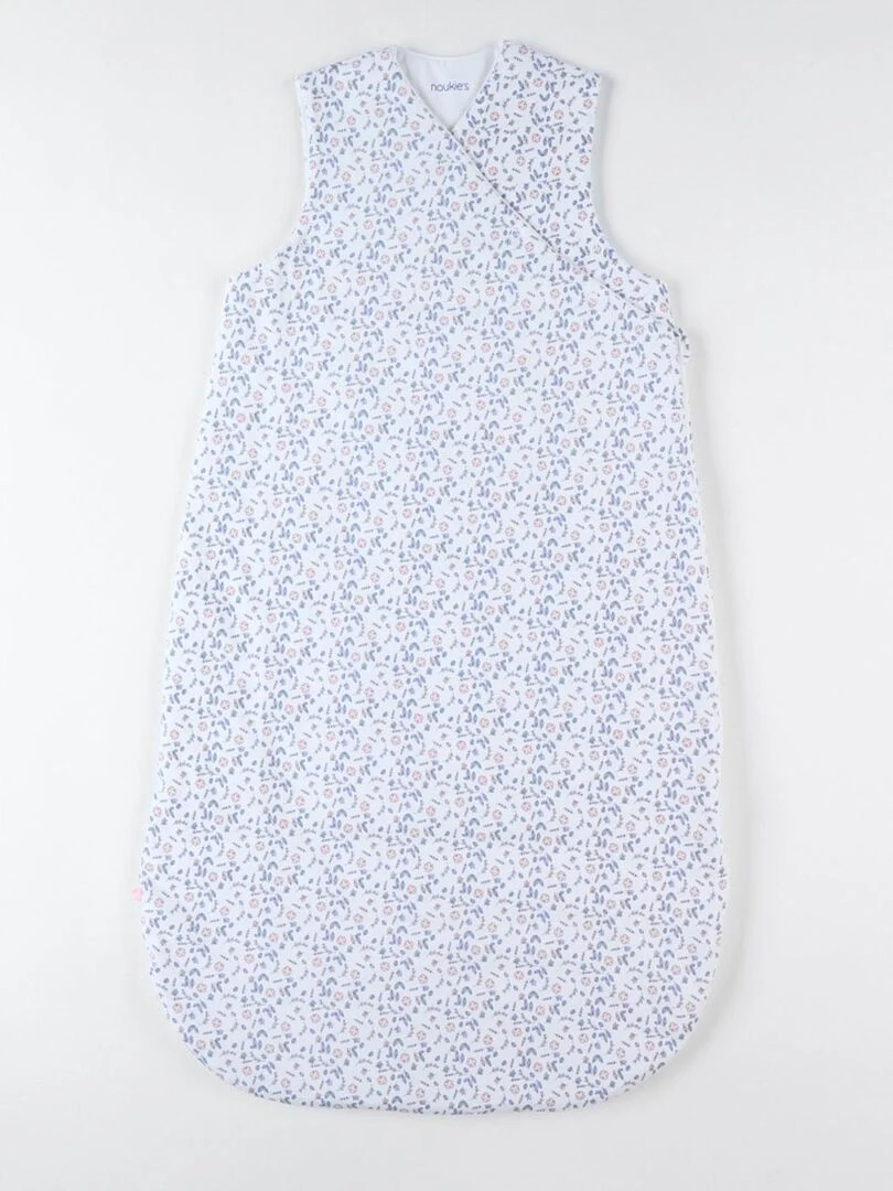 Gigoteuse 90 cm fleurie en jersey écru/bleu clair Noukie's Bleu