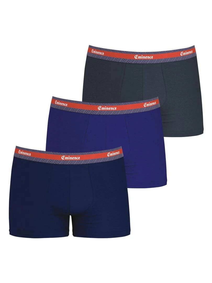 Lot de 3 boxers homme Sélection Coton Bio Bleu Gris