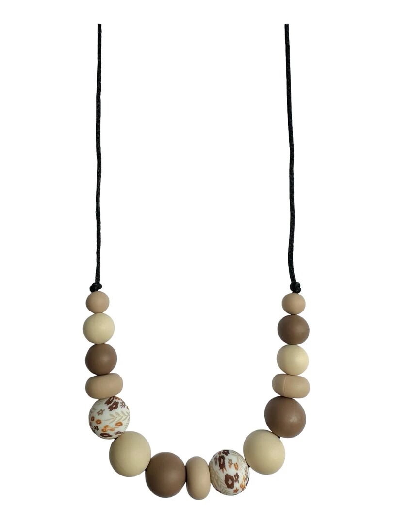 Collier d'allaitement ou de portage silicone 'Vanille' Marron
