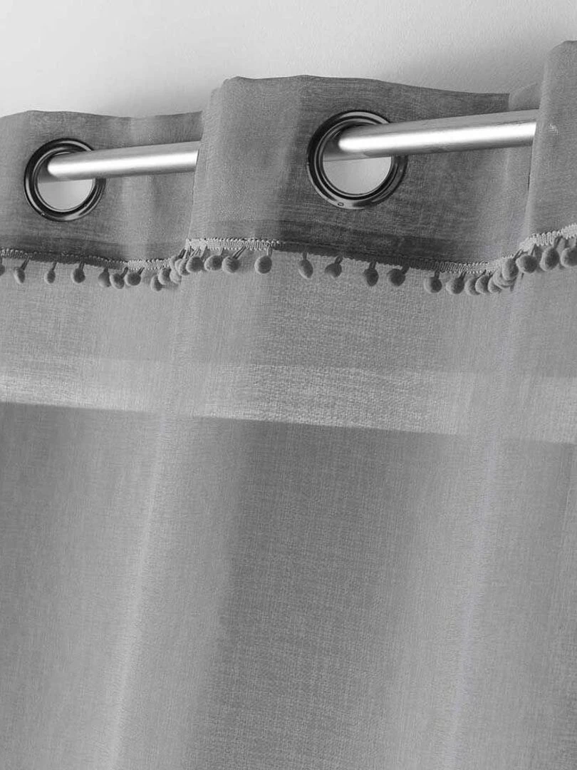 Rideau voilage à pompons Poupette Gris