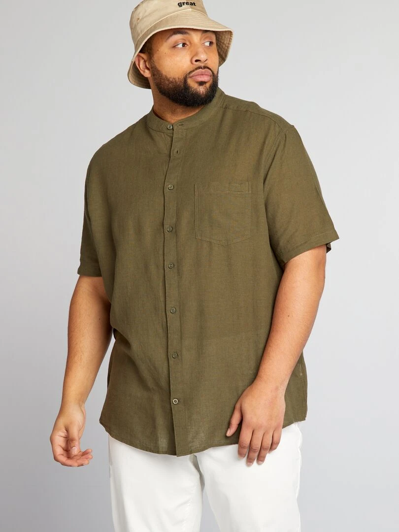 Chemise col mao Kaki