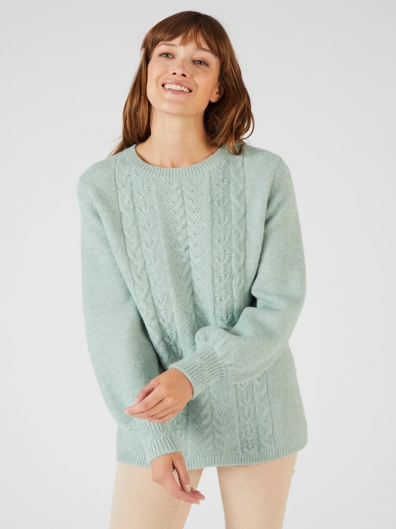 Pull jeu de maille fantaisie Thermolactyl Damart Vert jade