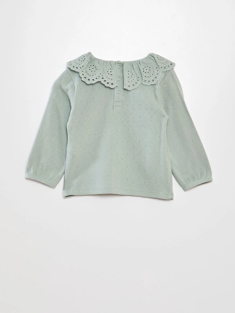 T shirt en maille pointelle Vert