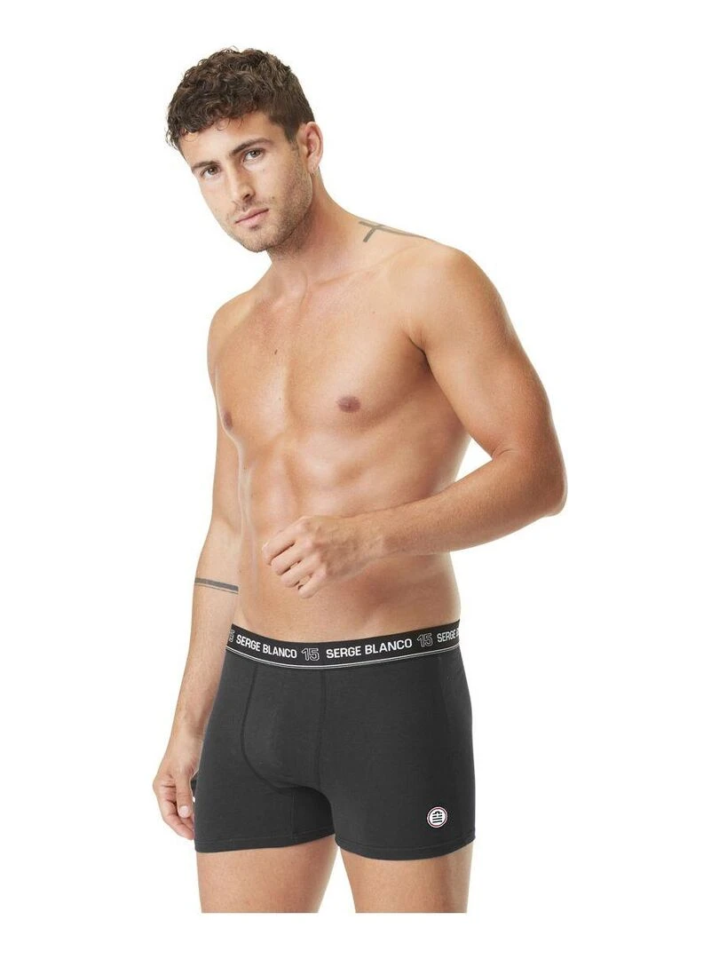 Lot de 4 Boxers coton homme uni Serge Blanco   Noir