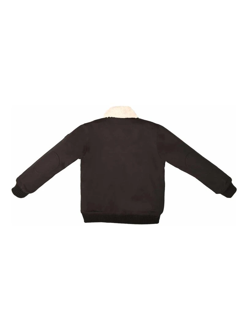 Blouson Noir Garçon  Doublure Col en Fausse Fourrure  TOP GUN   'LA FAUTE A VOLTAIRE'   Noir Blanc