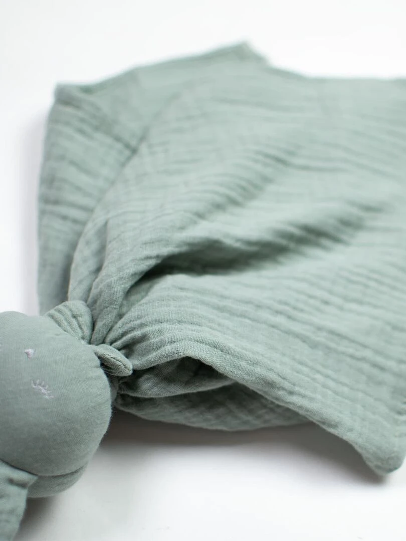 Doudou plat Lapin personnalisable Jeanne Vert d'eau