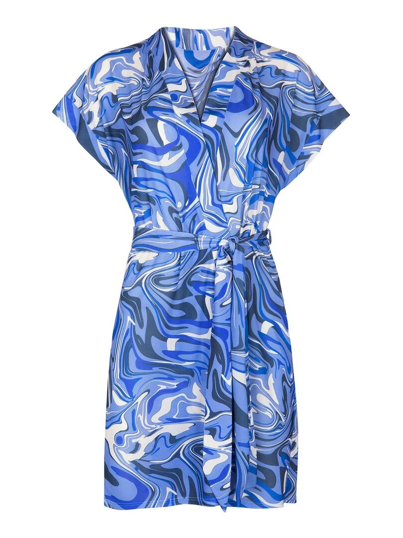 Robe estivale ceinturée manches courtes Palma   Bleu