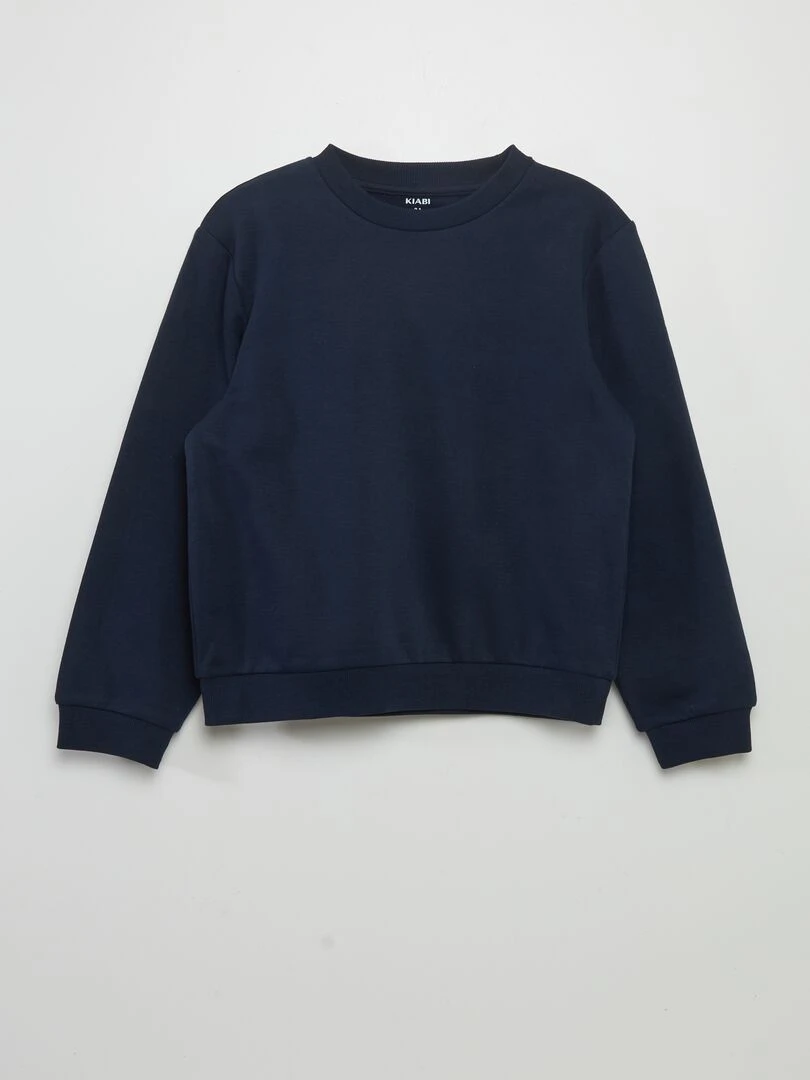 Sweat en molleton uni bleu marine