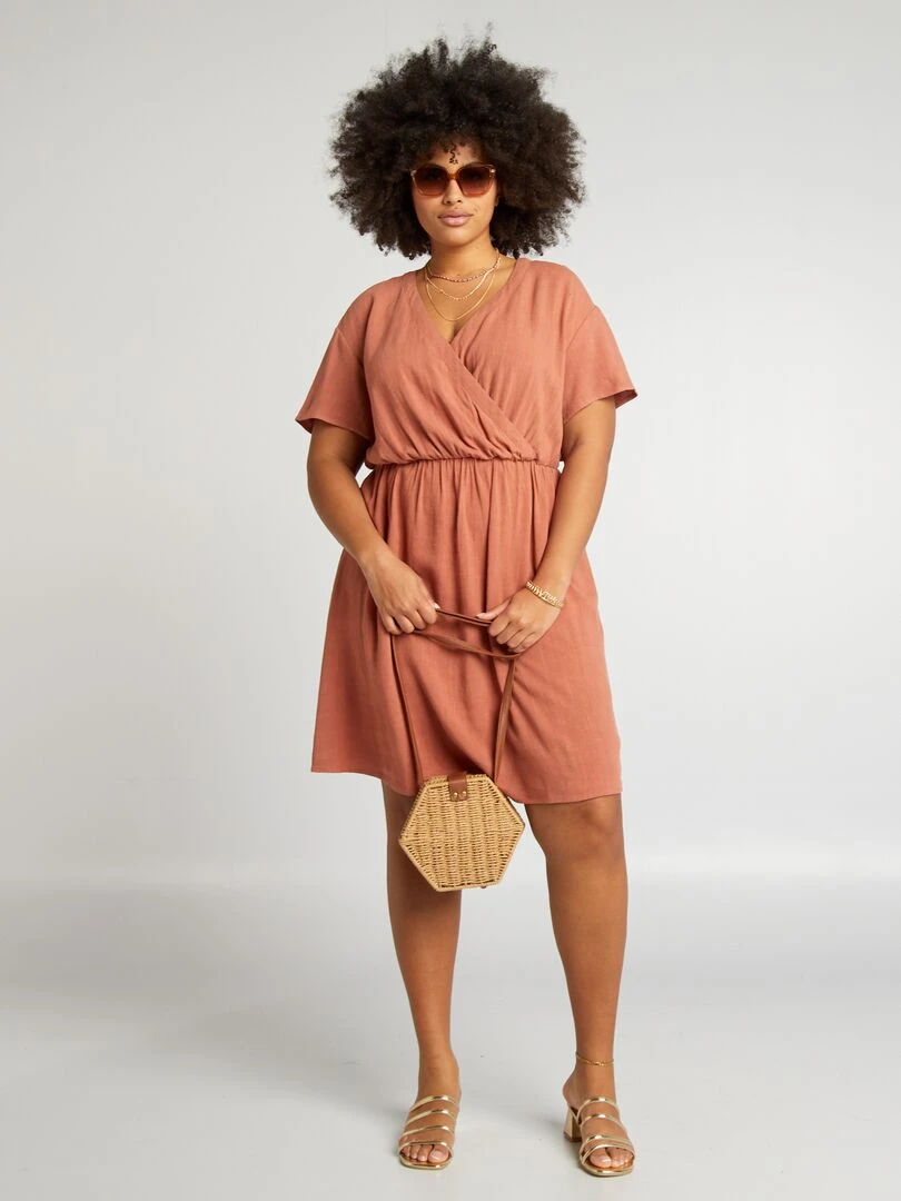 Robe courte cache cœur   Marron