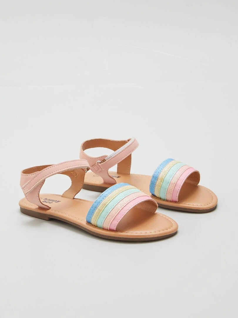 Sandales à bride arc en ciel Rose