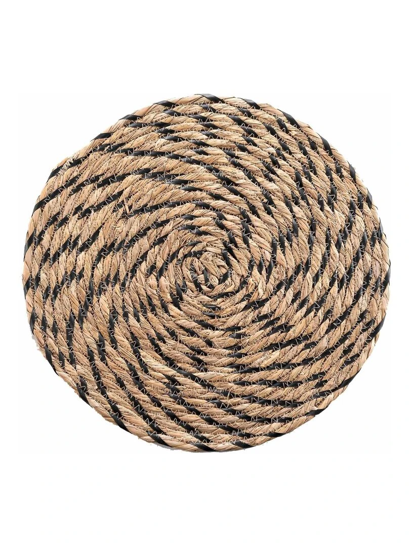 Set de table paille rond Nala Noir
