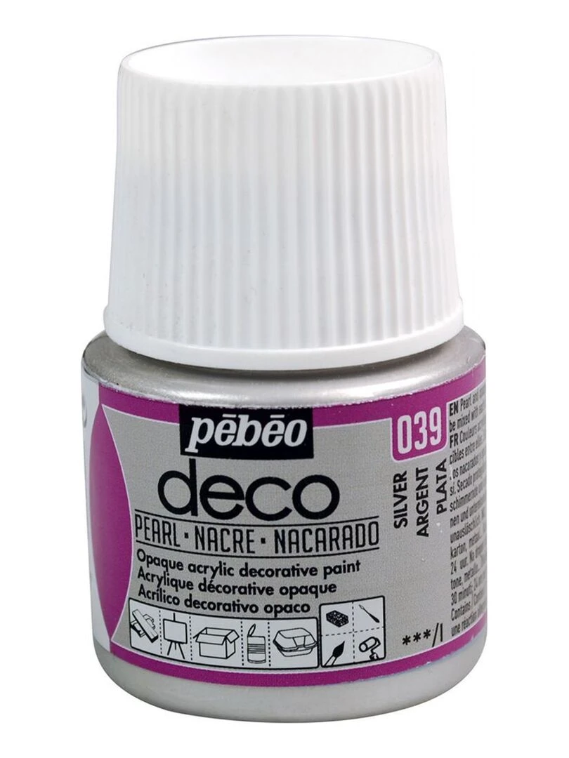 Peinture acrylique opaque nacrée Argent 45 ml N/A