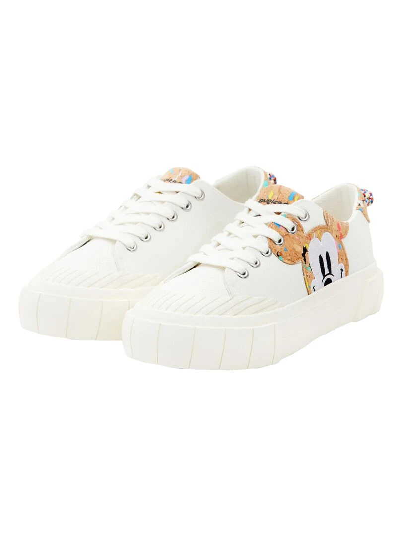 Basket à Lacets Desigual Street Mickey Cork   Blanc