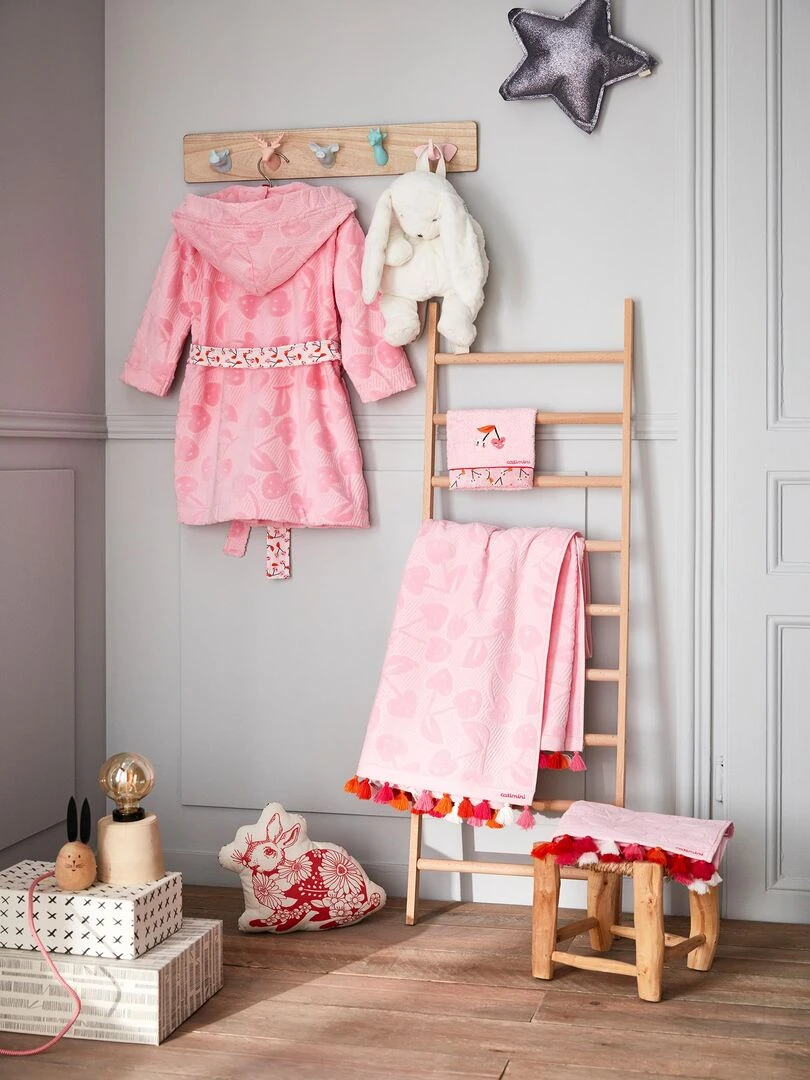 Drap de bain Escapade Kawaii 90x150 cm 100% Coton 400 GSM Rose Rose