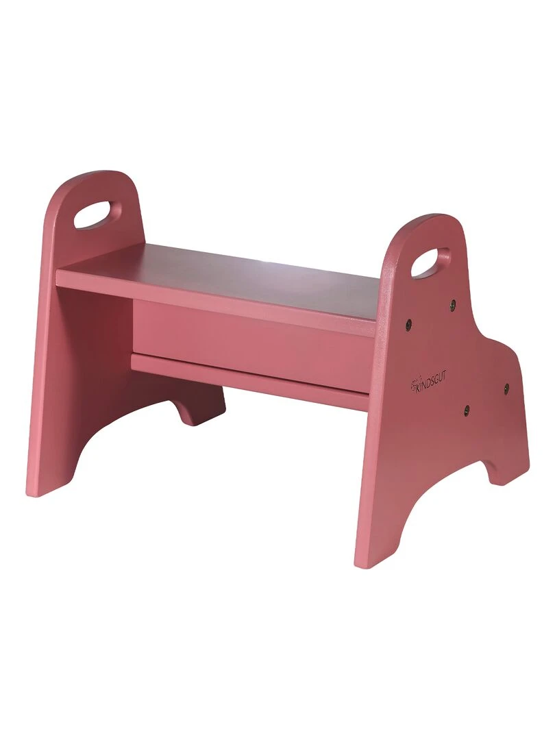 Marchepied enfant en bois   Rose rouge