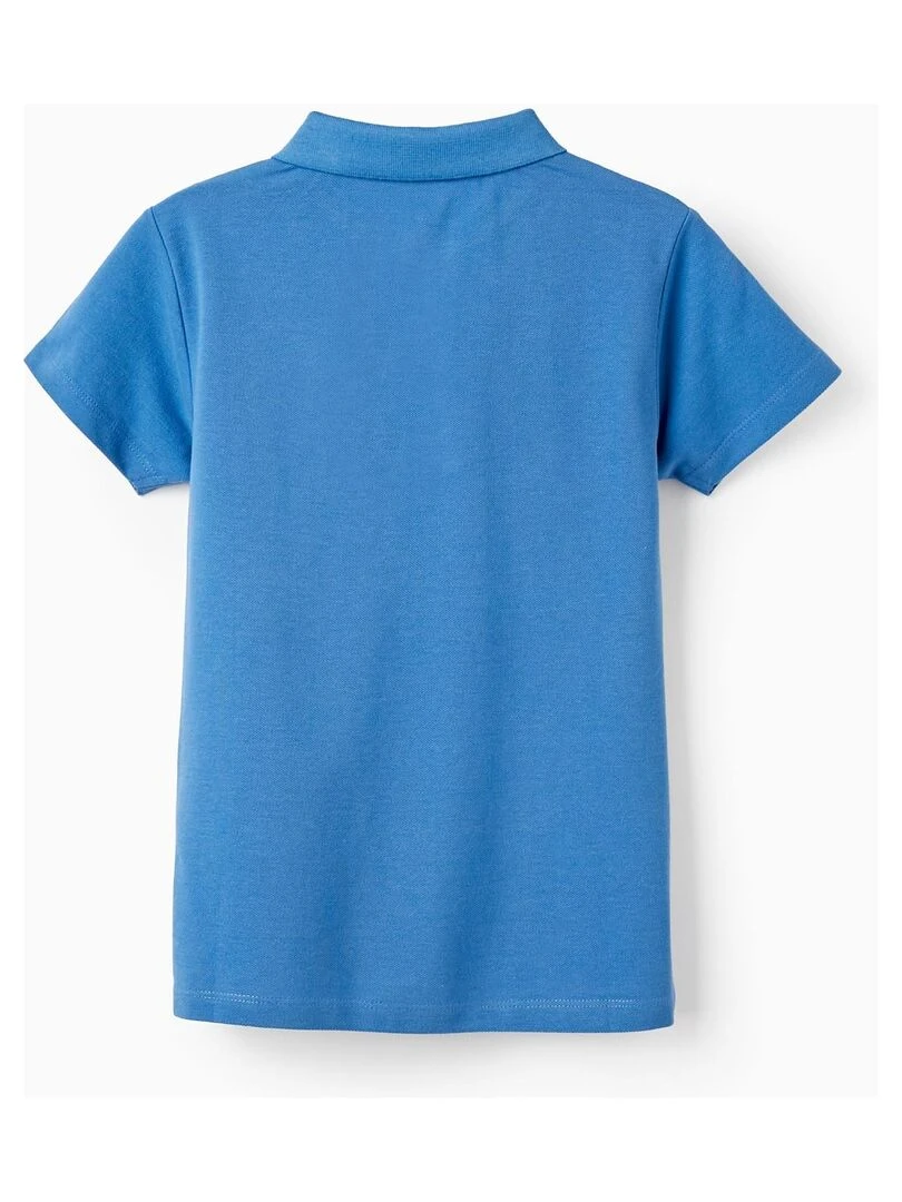 Polo En Piqué De Coton Pour Garçon manches courtes Bleu
