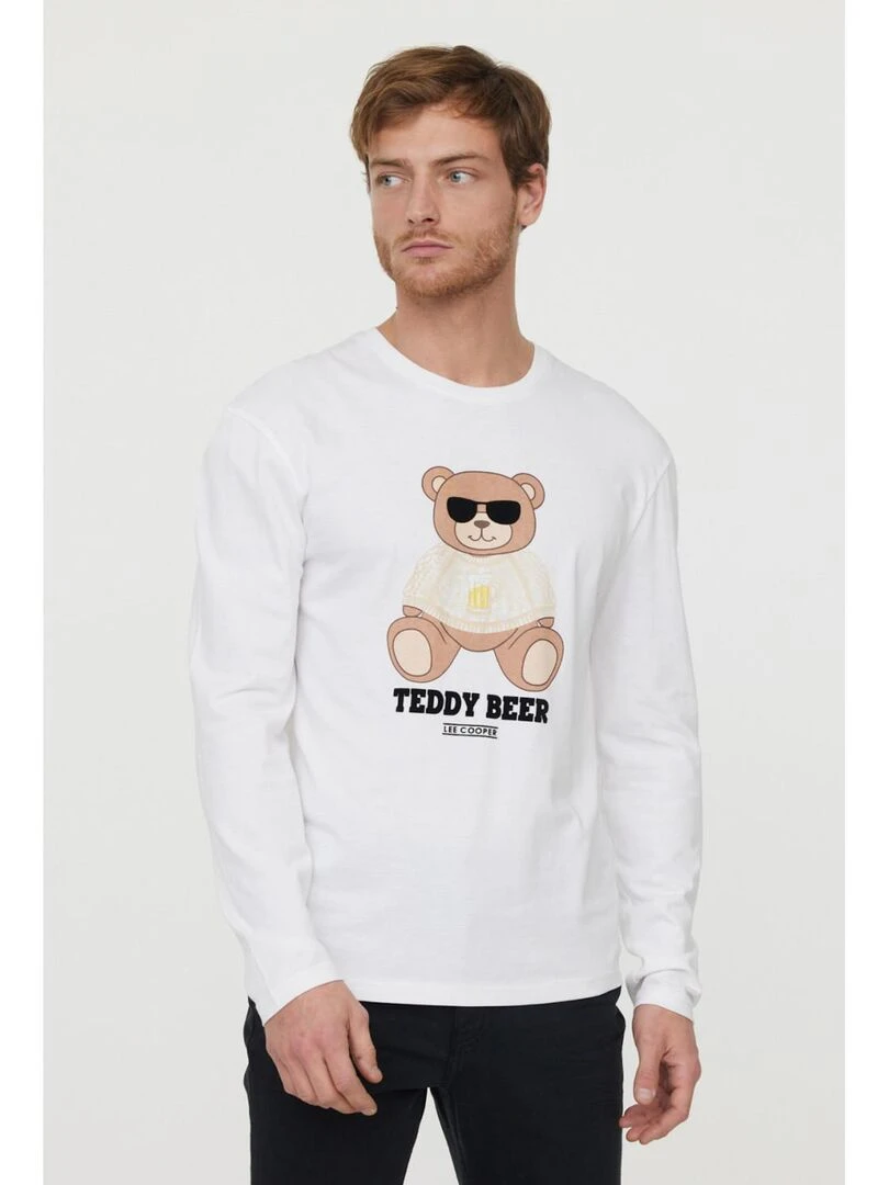 Lee Cooper T Shirt manches longues coton regular ABEAR Blanc