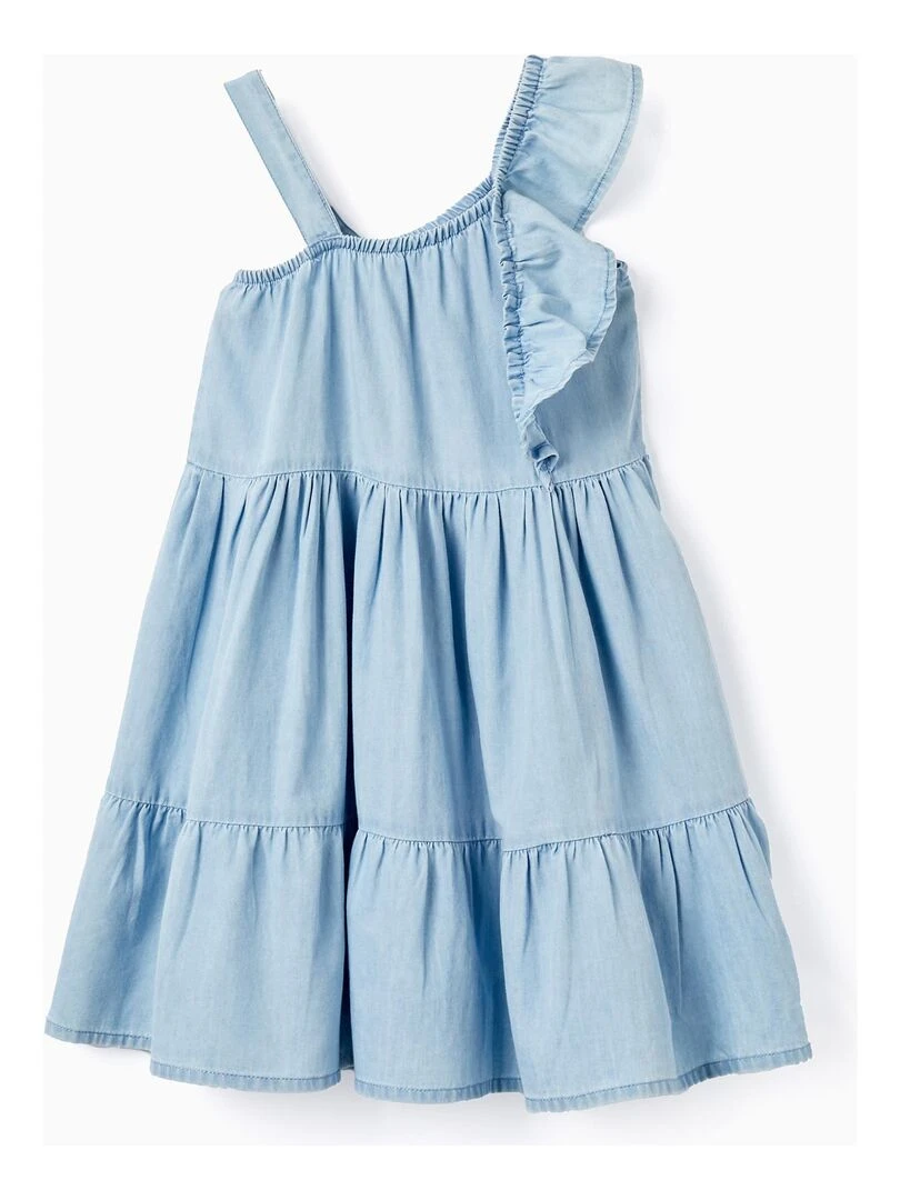 Robe En Jean En Coton Pour Fille manches courtes CUBA Bleu clair