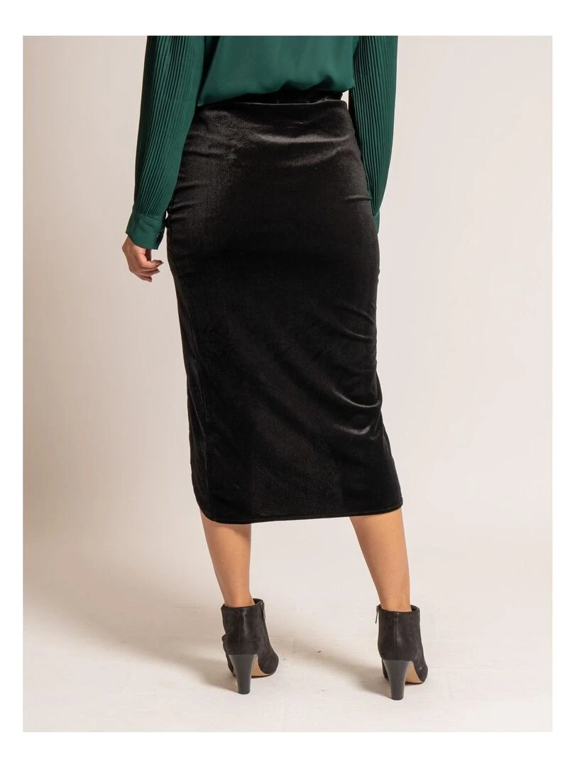 Jupe midi velours XESTOR Noir