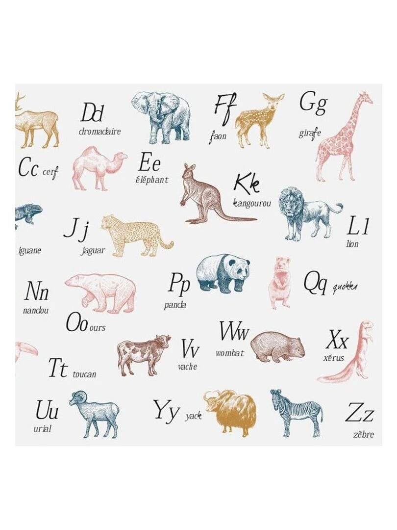 Sticker animaux alphabet 50x70 cm Blanc