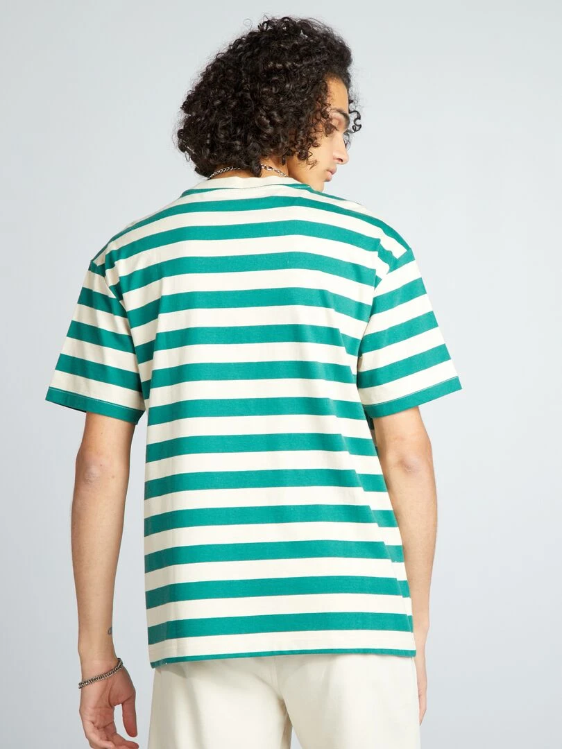 T shirt rayé en coton   Vert rayé