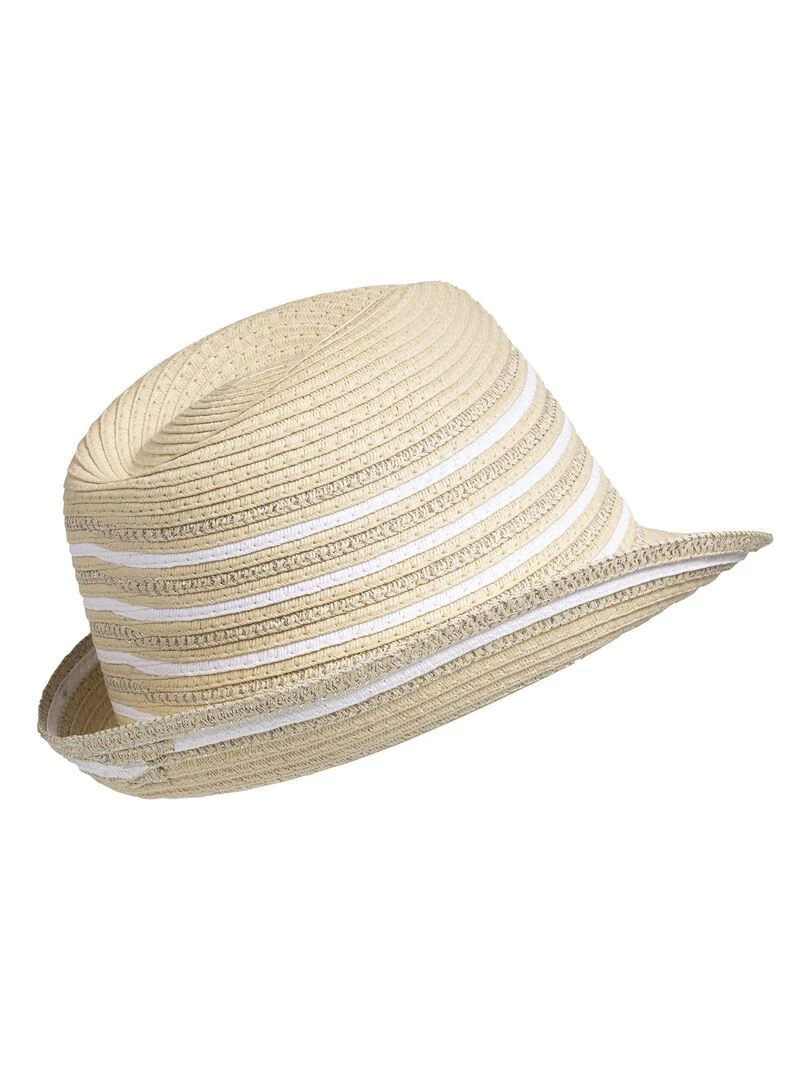 Isotoner Chapeau Femme Trilby Rayé Blanc