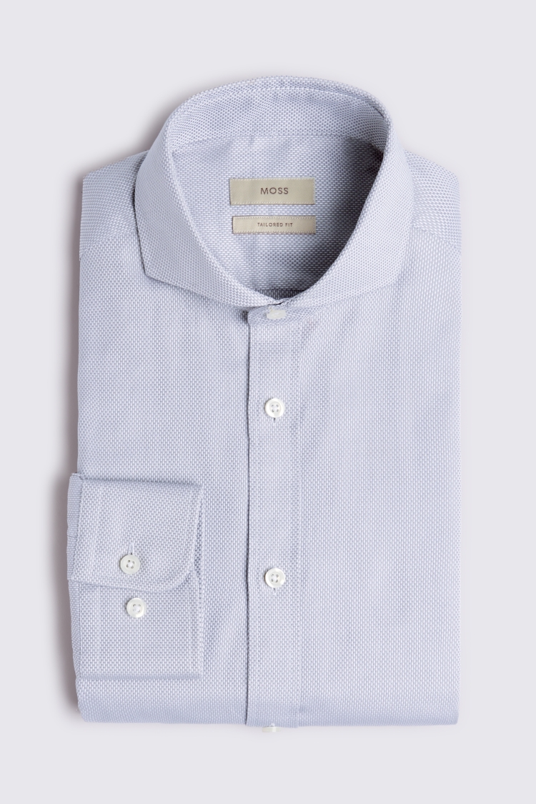 Tailored Fit Grey Single Cuff Dobby Shirt   Buy Online at Moss