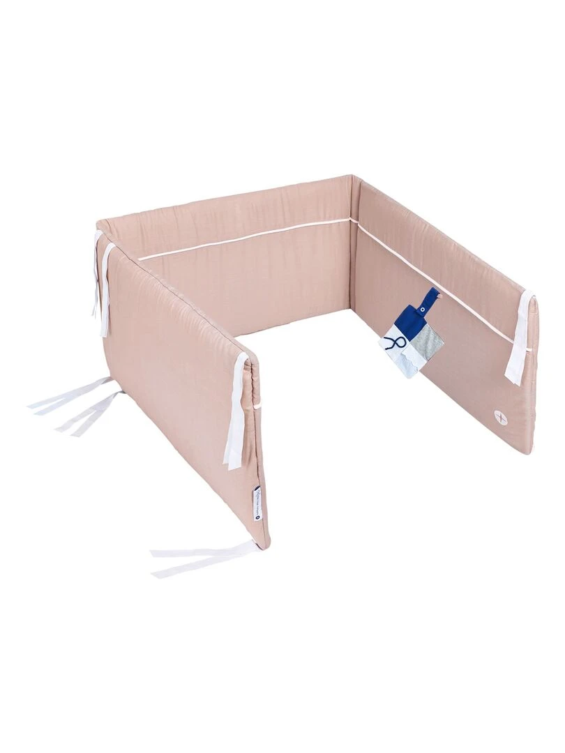 Tour de lit bébé stable en coton 180 x 35 cm Rose pâle