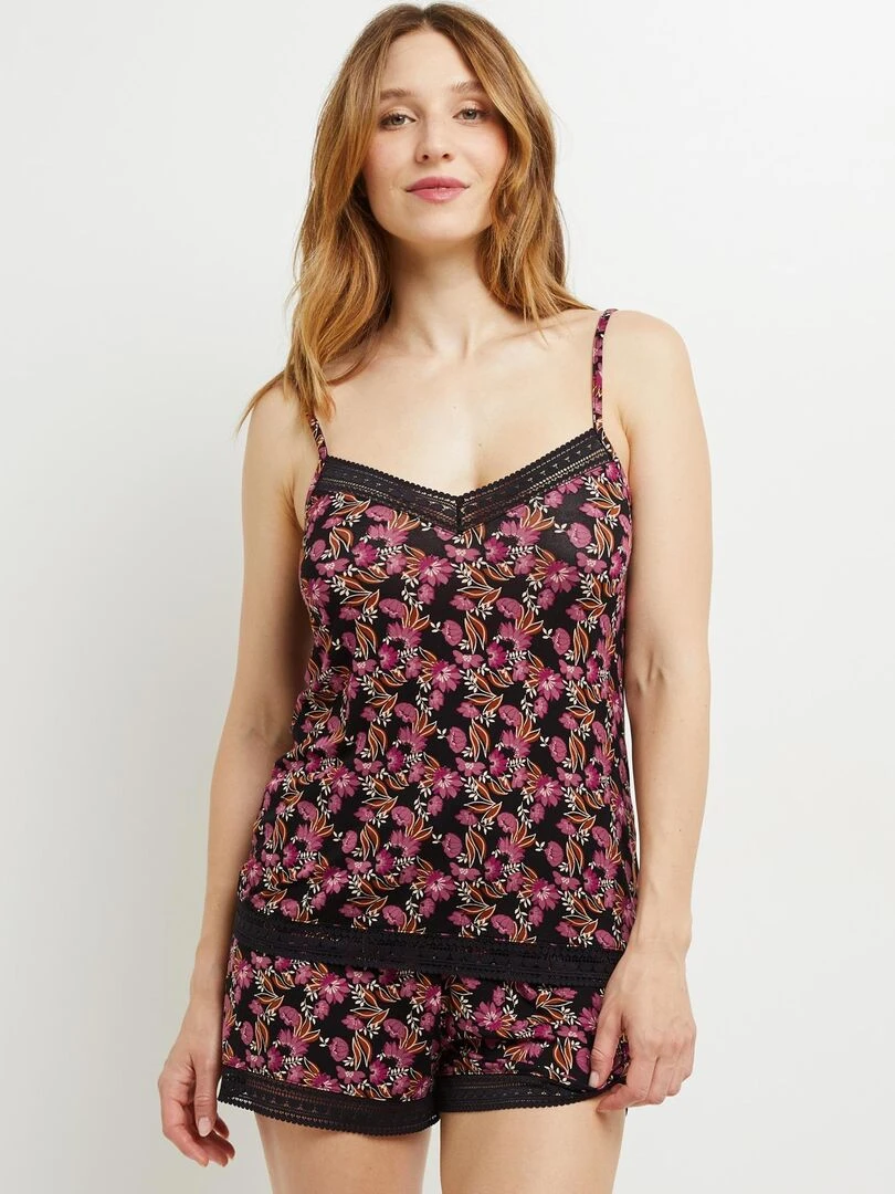 Top viscose Camille RougeGorge Lingerie Noir Multicolore